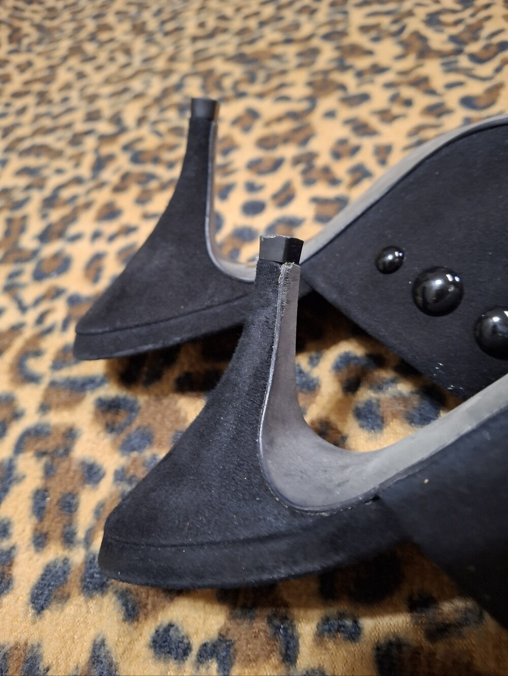 Tory Burch Georgina Studded Suede Kitten Heel Pointed Toe Mules Shoes Size 7 - Picture 13 of 16